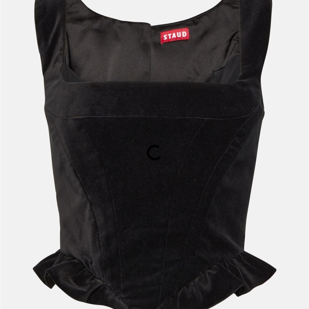STAUD Lorelai Black Velvet Tank Top